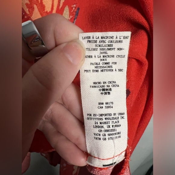 Free People Red Field Of Butterflies Long Sleeve Collared Tunic Small - Picture 10 of 10